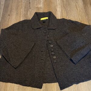 Ashley B Bernardo Charcoal Button-Front Wool Cape Jacket